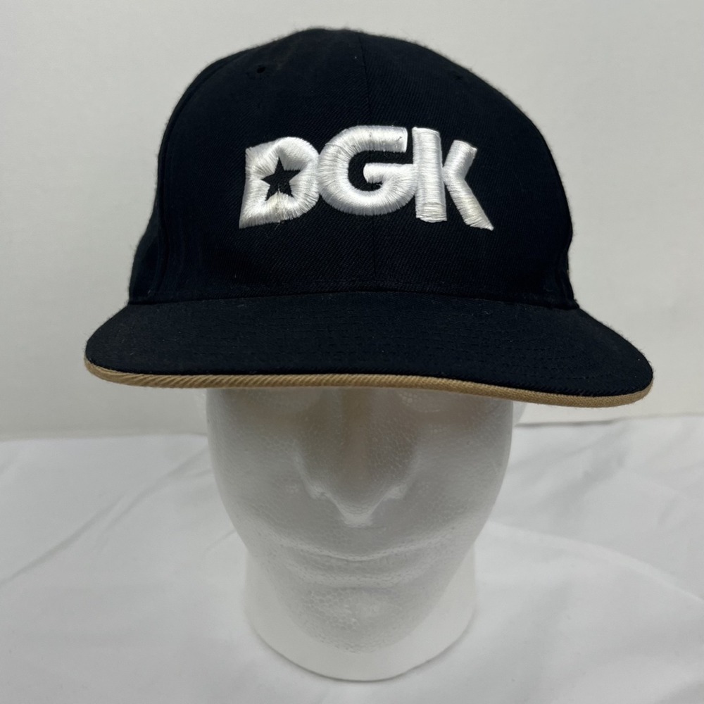 DGK Reebok Dirty Ghetto Kids Black Gold Snapback Hat Flat Brim Skateboard Y2K OS
